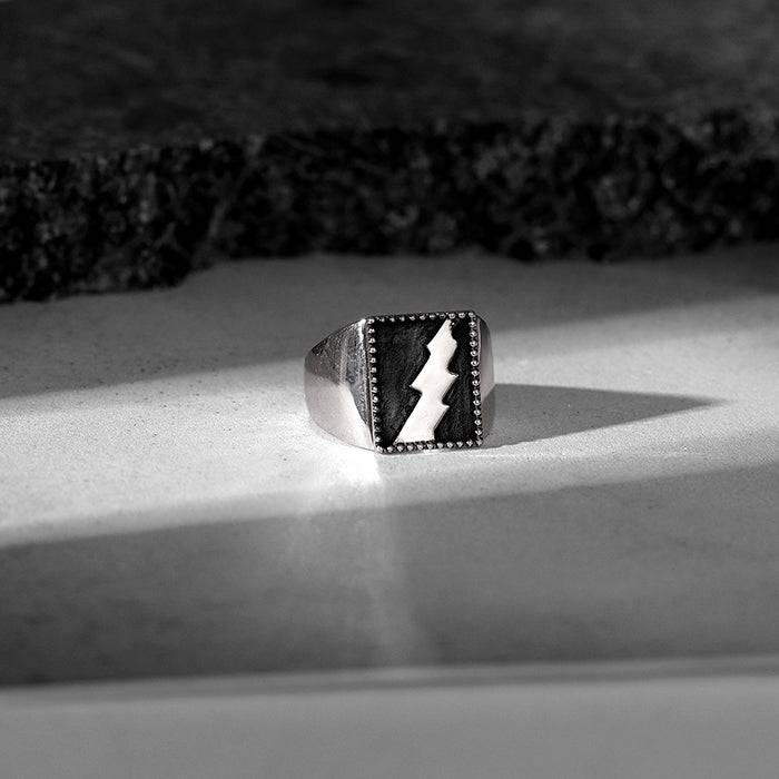 Giva 925 Silver Oxidised Silver Thunder Ring For Him,Indian - 17 | Gifts For Men And Boys  : R01923_17