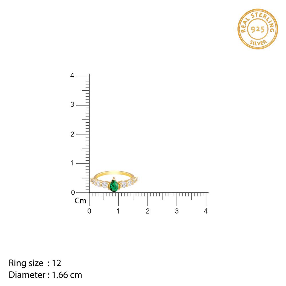 925 Silver Golden Grandeur Ring, Fixed Size : R01924
