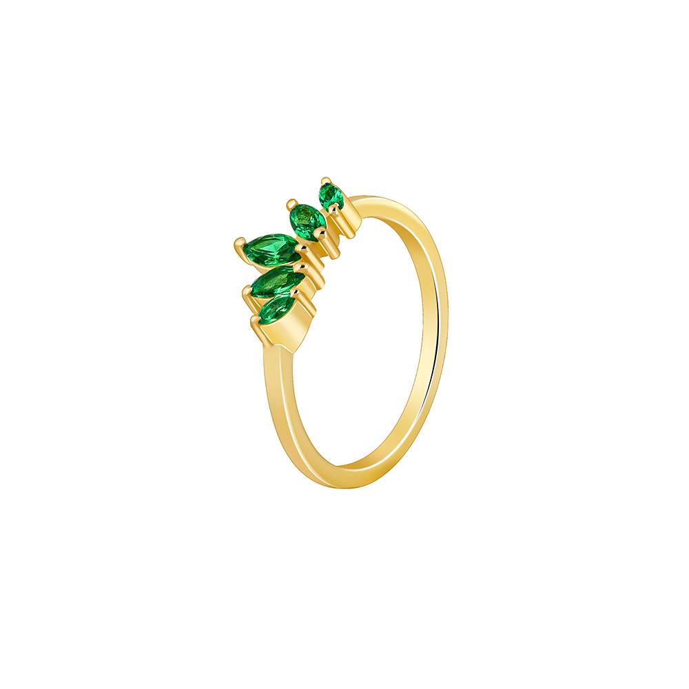 925 Silver Golden Emerald Marquise Ring, Fixed Size : R01925