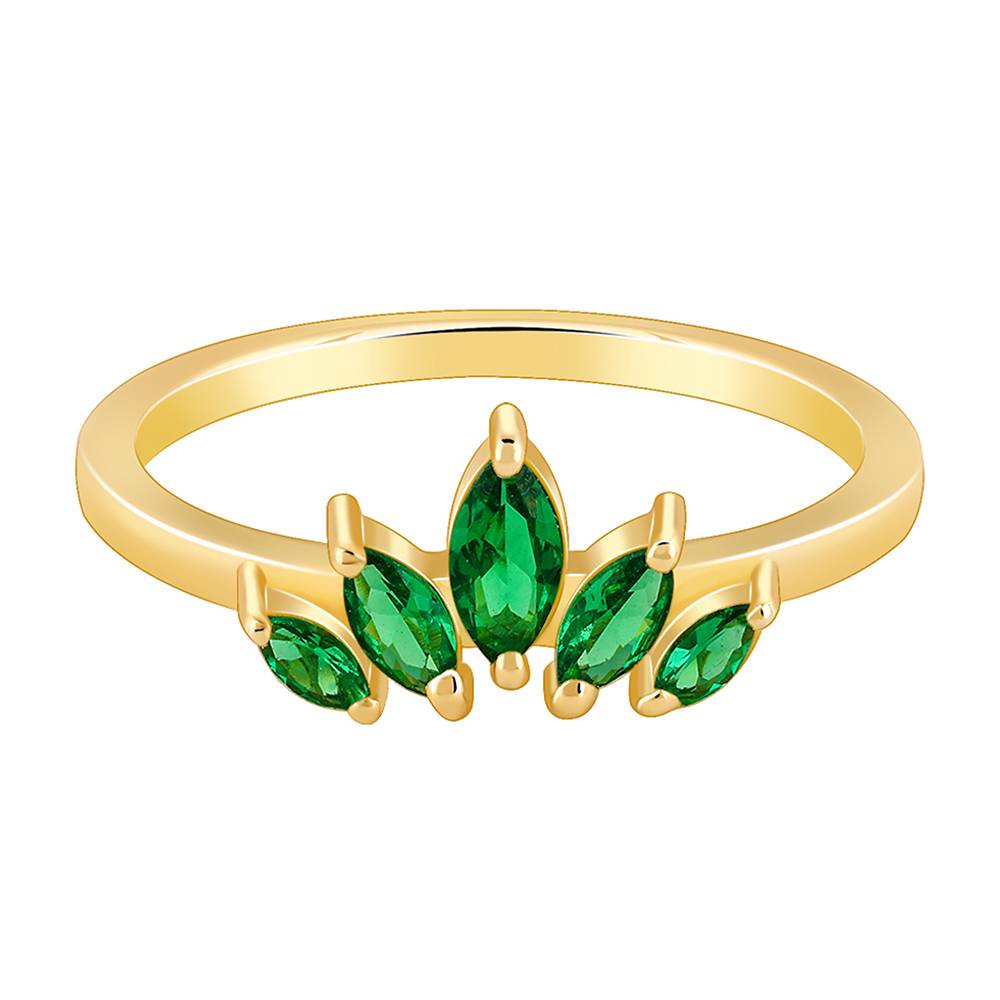 925 Silver Golden Emerald Marquise Ring, Fixed Size : R01925