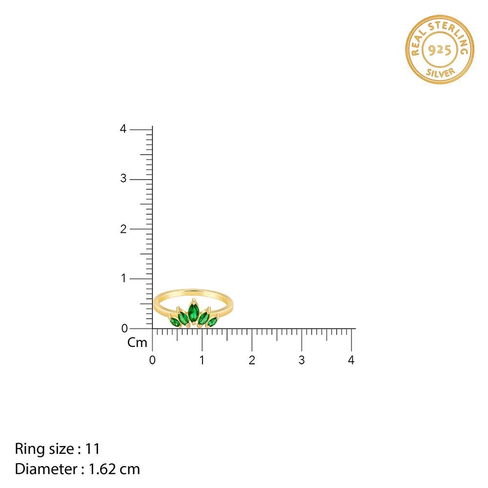925 Silver Golden Emerald Marquise Ring, Fixed Size : R01925