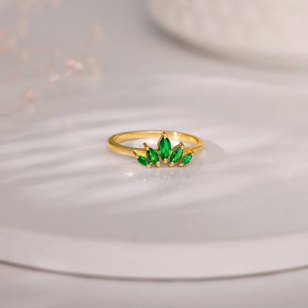 925 Silver Golden Emerald Marquise Ring, Fixed Size : R01925