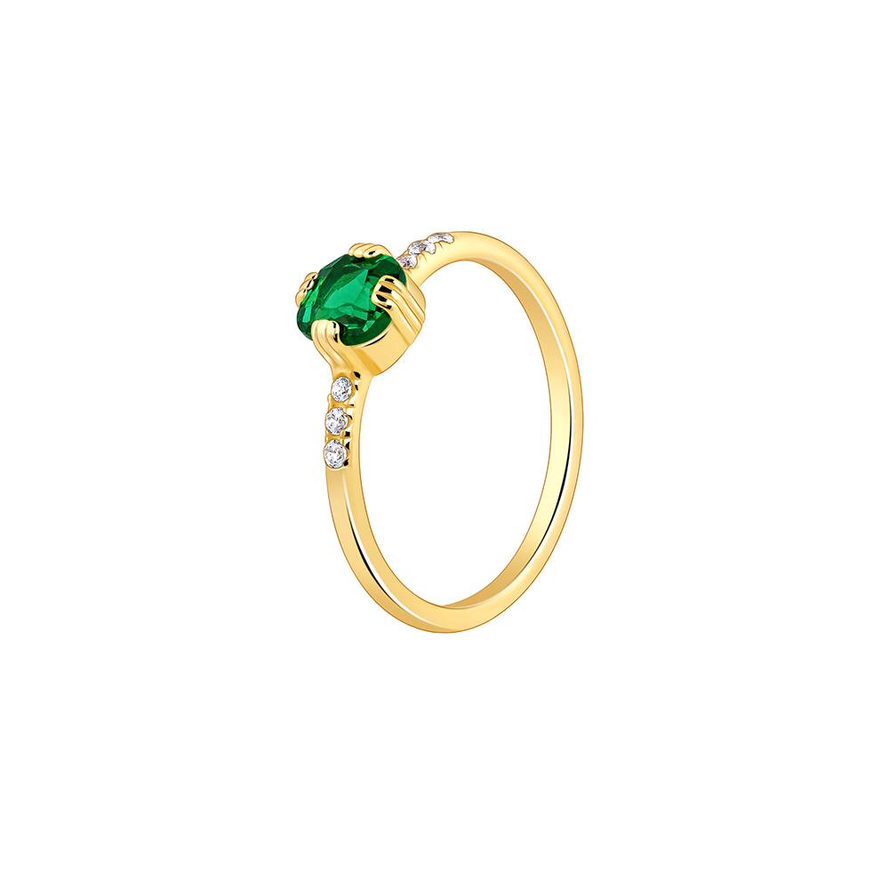 925 Silver Golden Green Pixie Ring, Fixed Size : R01926