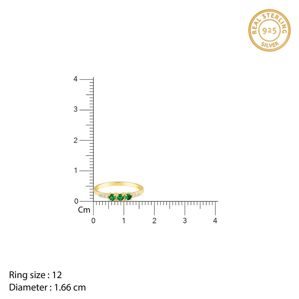 925 Silver Golden Eternal Spring Ring, Fixed Size : R01927