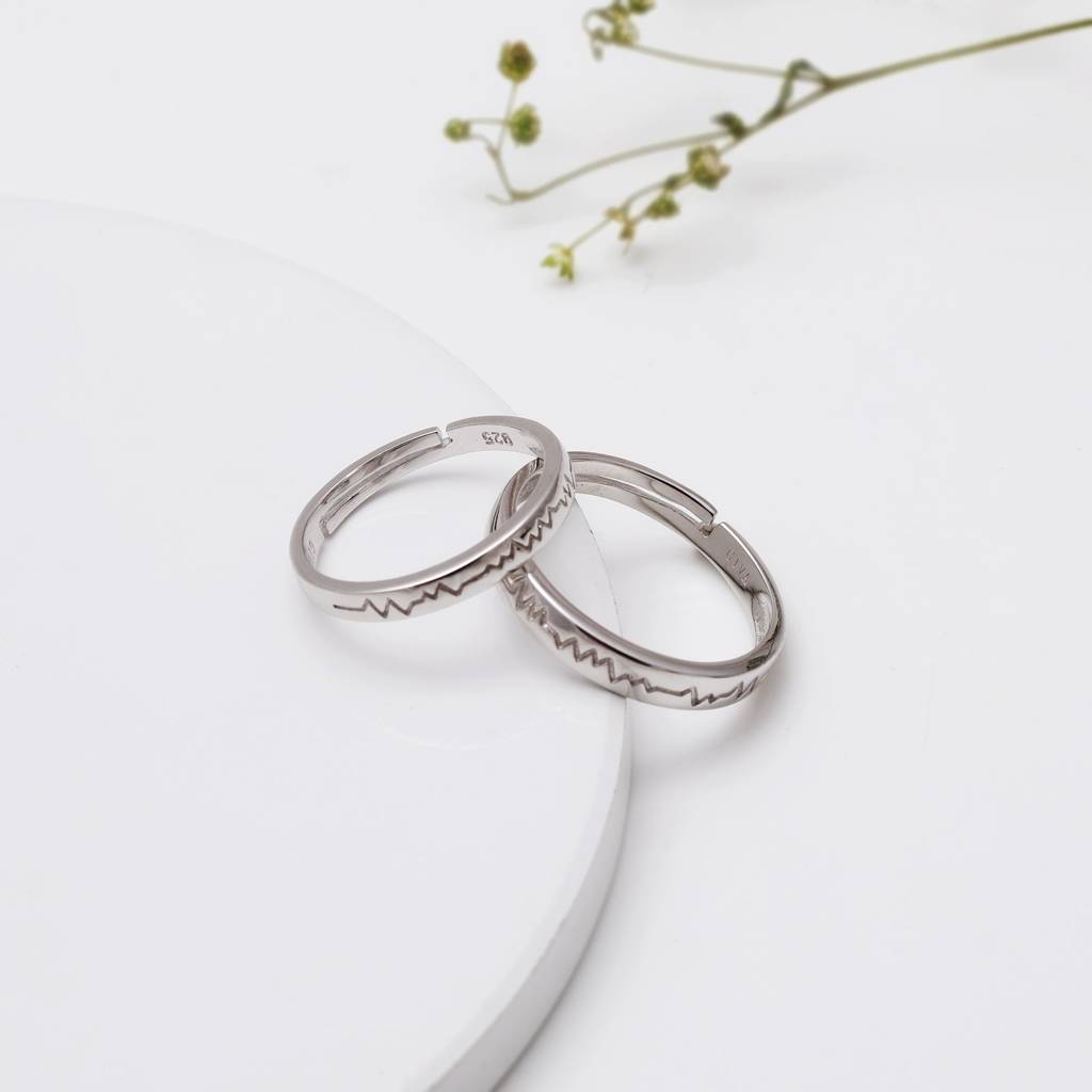 Silver Heartbeat Couple Rings Silver Heartbeat Couple Rings · Eternz
