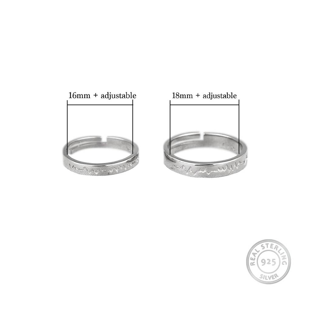 Silver Heartbeat Couple Rings : R019