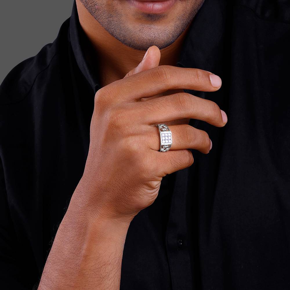 Giva 925 Silver Matrix Cross Ring For Him Warranty : R02005_20