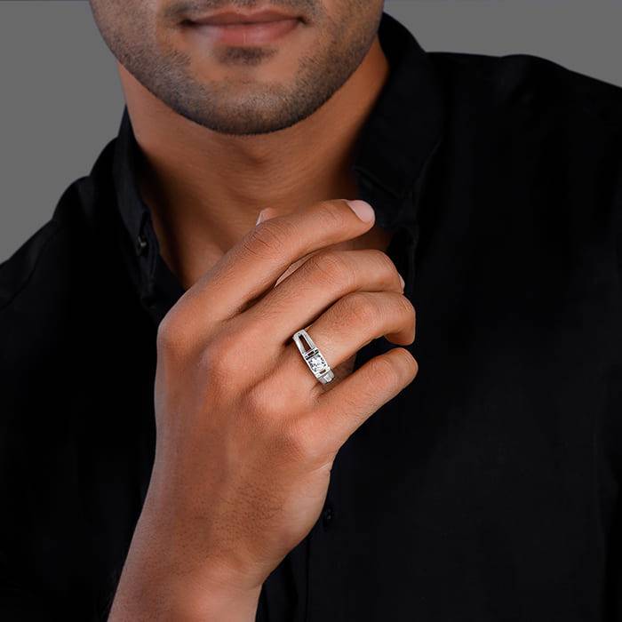 Silver Rock-Solid Men'S Ring : R0200