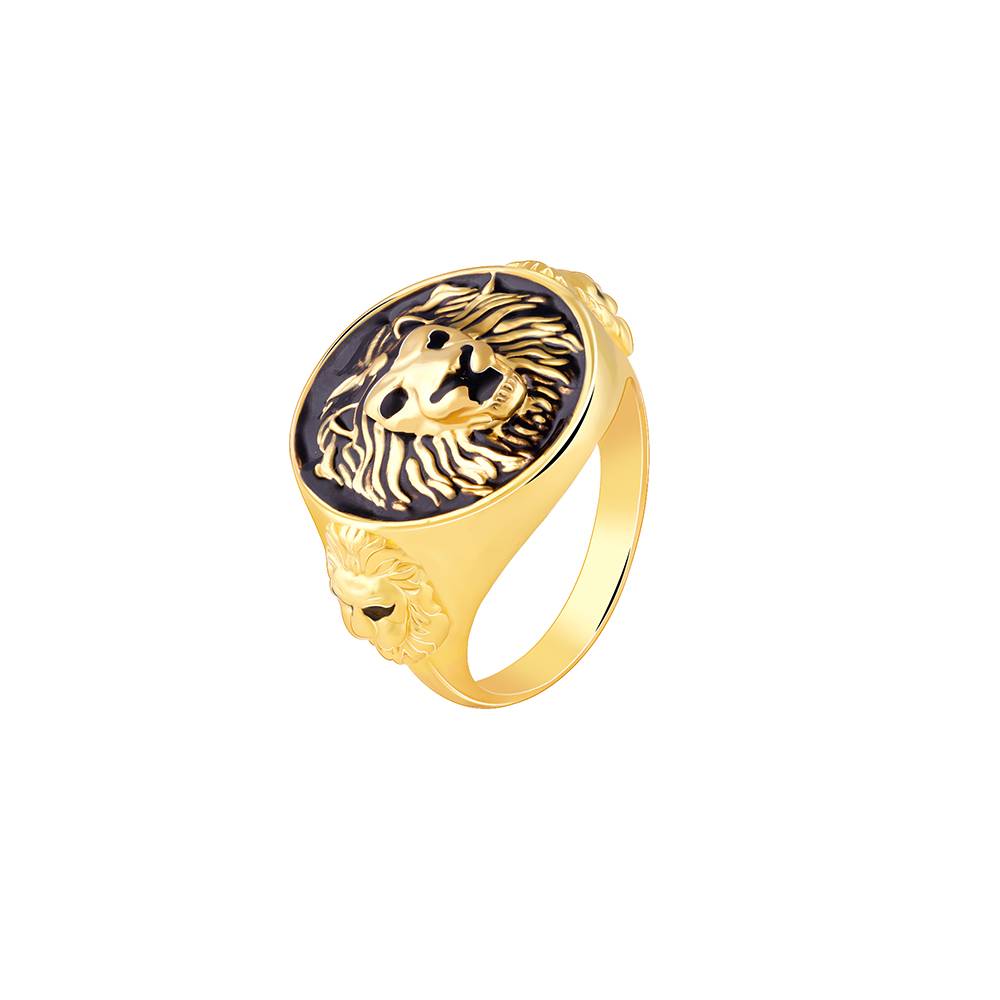 925 Silver Golden Roar Of Lion Ring For Him : R02029_22