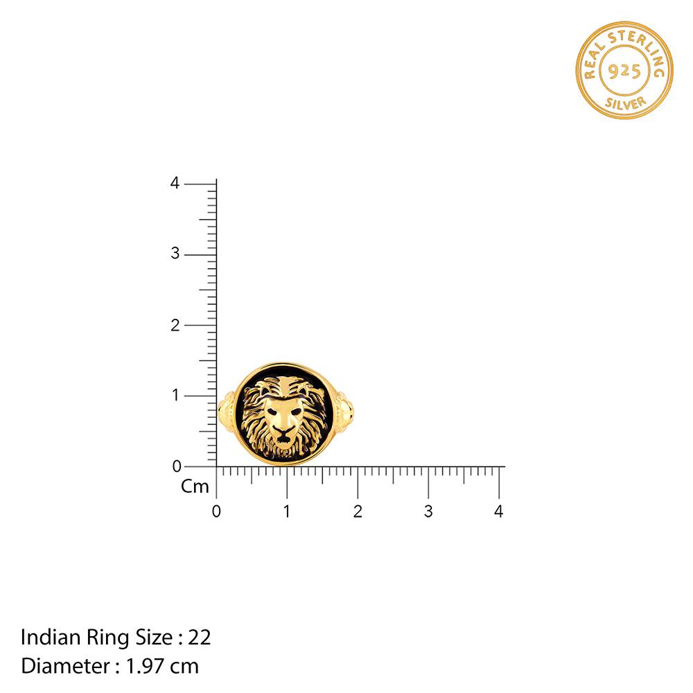 925 Silver Golden Roar Of Lion Ring For Him : R02029_22