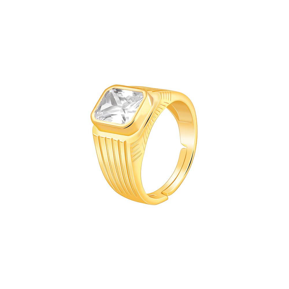 925 Silver Golden Zircon Glory Ring For Him : R02032_22