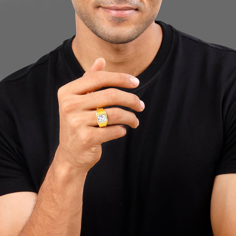 925 Silver Golden Zircon Glory Ring For Him : R02032_22