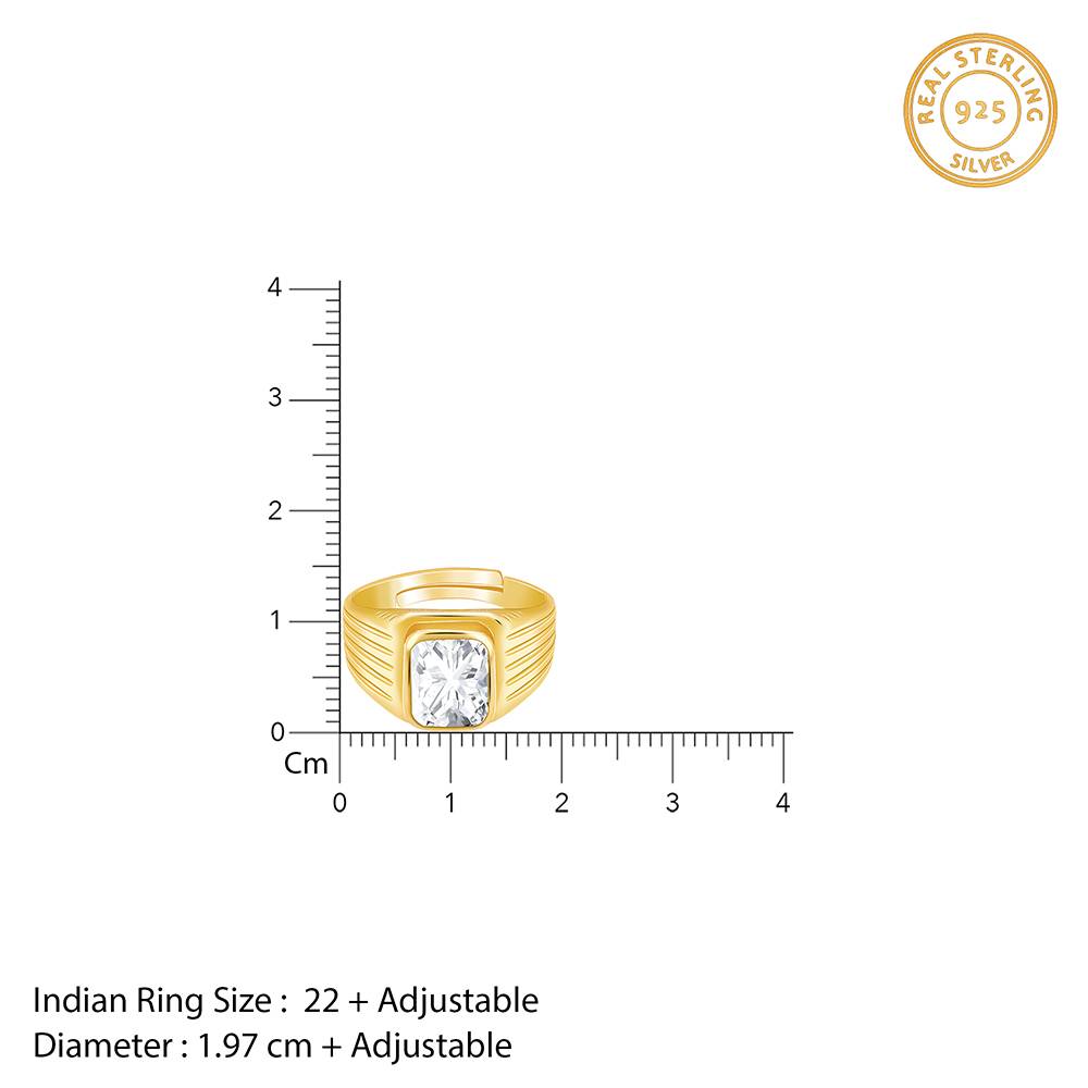 925 Silver Golden Zircon Glory Ring For Him : R02032_22