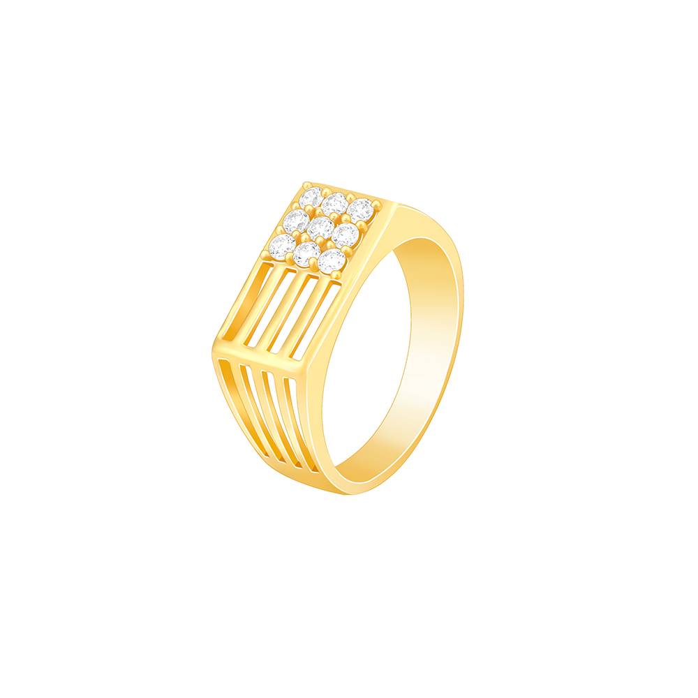 925 Silver Golden Square In Rectangle Ring For Him : R02038_17