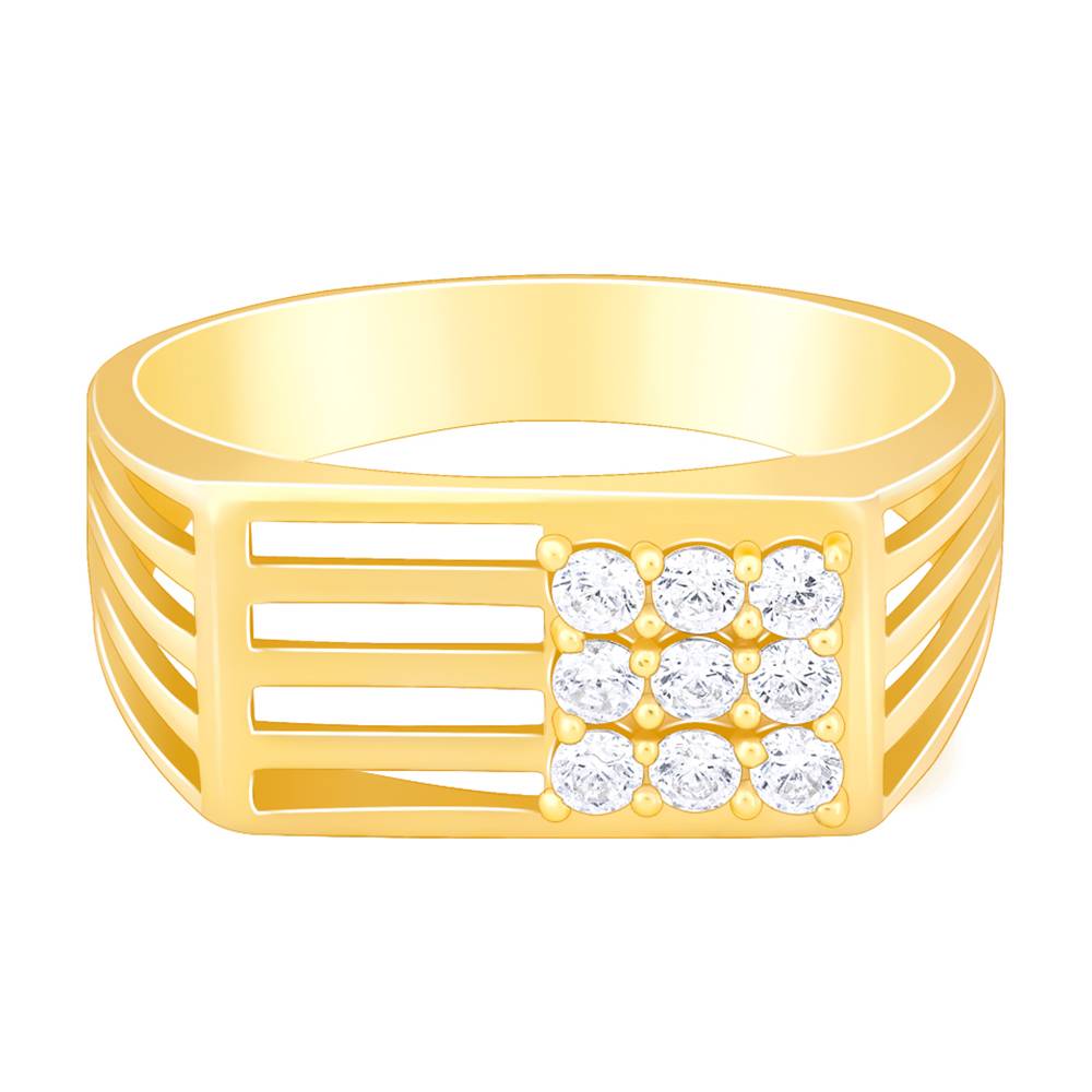 925 Silver Golden Square In Rectangle Ring For Him : R02038_17