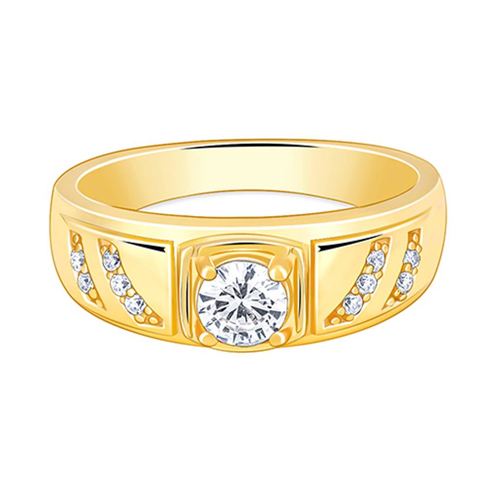 Giva 925 Silver Golden Zircon Ornate Ring For Him, Fixed Size : R02046_22