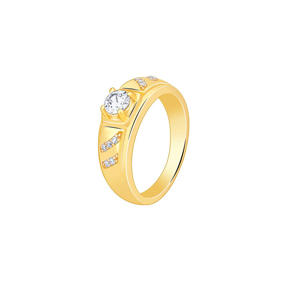 Giva 925 Silver Golden Zircon Ornate Ring For Him, Fixed Size : R02046_22