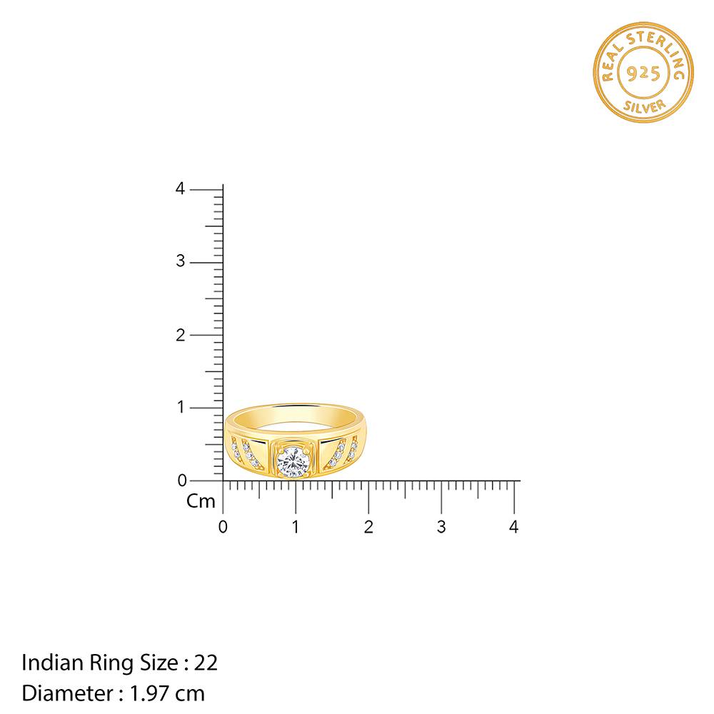 Giva 925 Silver Golden Zircon Ornate Ring For Him, Fixed Size : R02046_22