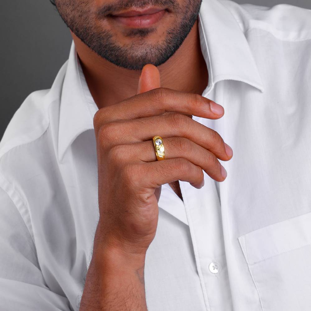 Giva 925 Silver Golden Zircon Ornate Ring For Him Warranty : R02046_20