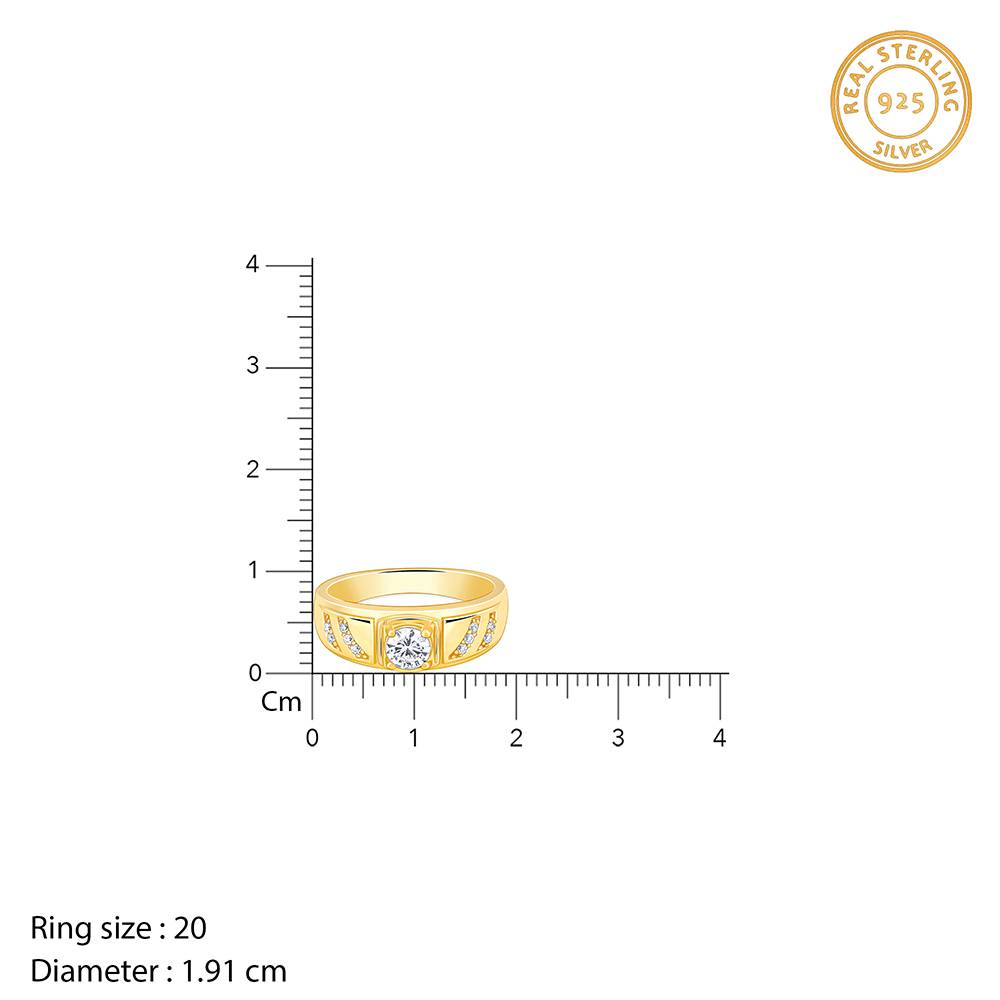 Giva 925 Silver Golden Zircon Ornate Ring For Him Warranty : R02046_20