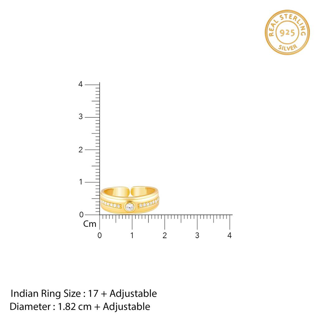 925 Silver Golden Warrior Prince Ring For Him, Adjustable,Indian -22 | Gifts For Men & Boys : R02088_22