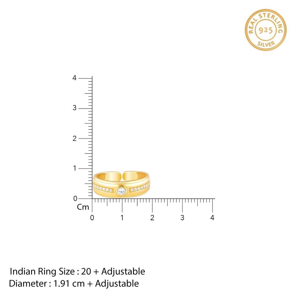 925 Silver Golden Warrior Prince Ring For Him, Adjustable,Indian -22 | Gifts For Men & Boys : R02088_22