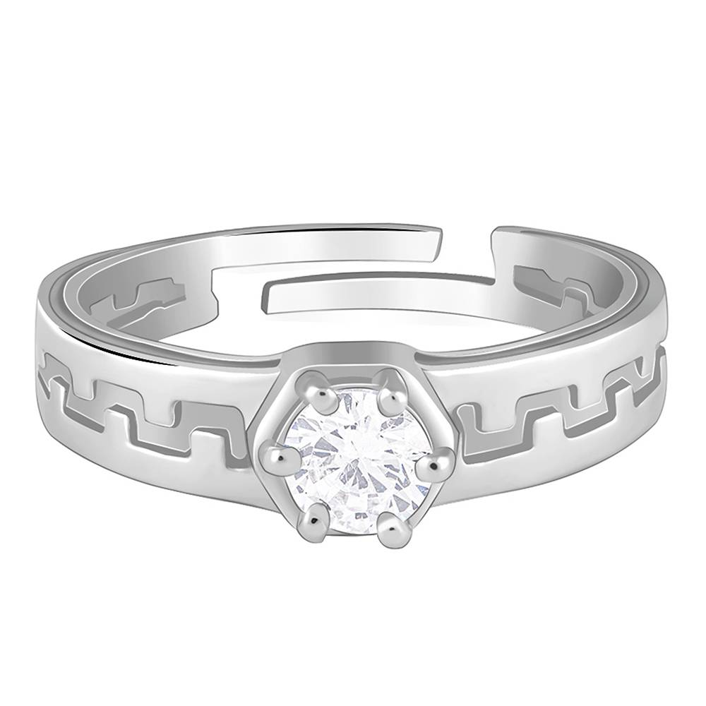 Giva 925 Silver Classic Zircon Ring For Him, Adjustable, Indian - 17 : R02095_20