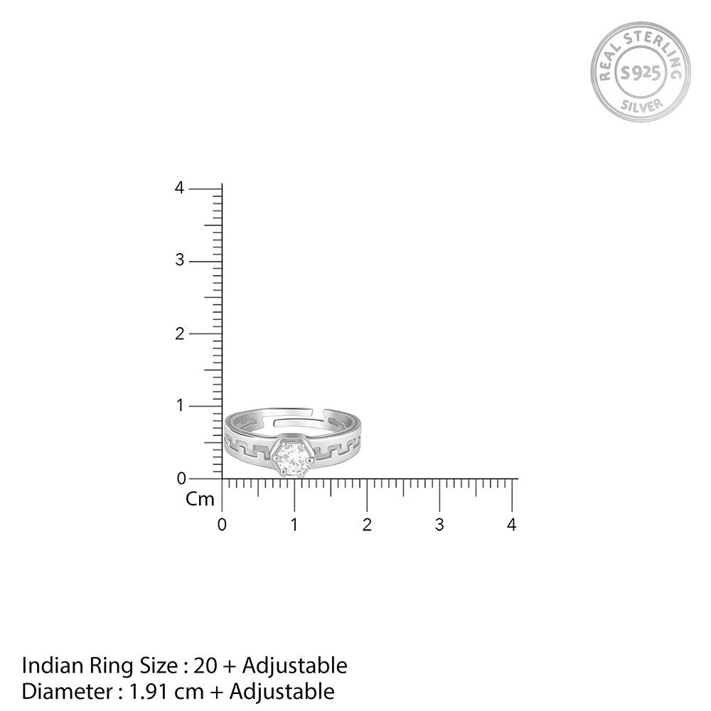 Giva 925 Silver Classic Zircon Ring For Him, Adjustable, Indian - 17 : R02095_20