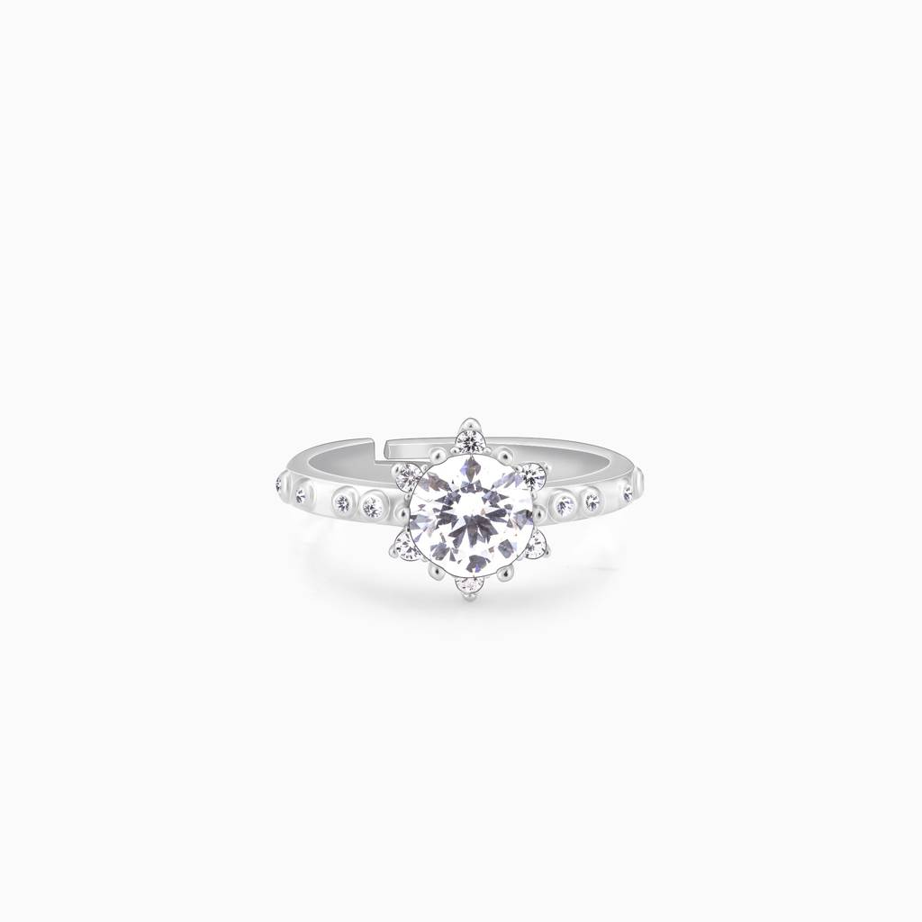 Silver Zircon Flower Rennaissance Ring : R0209