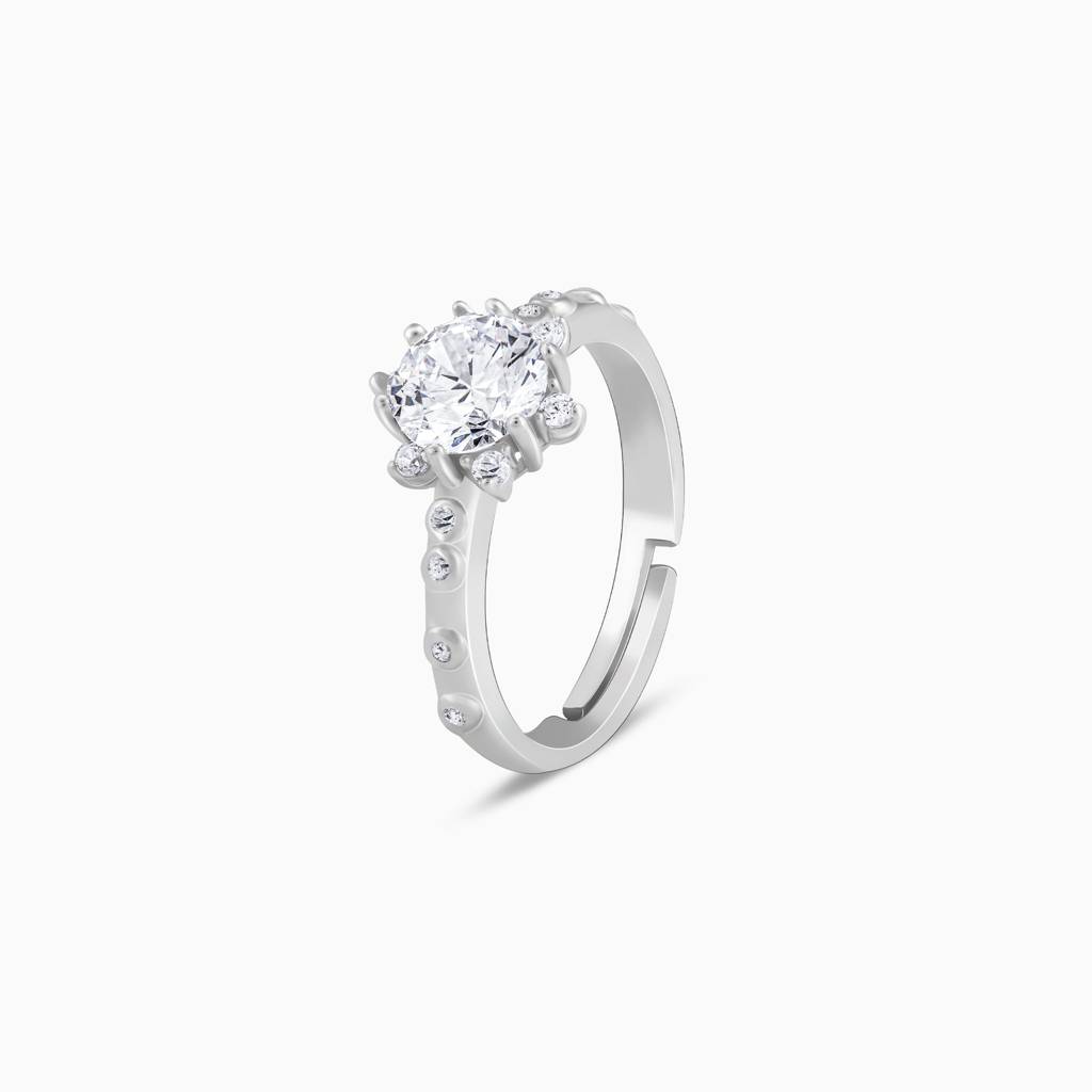 Silver Zircon Flower Rennaissance Ring : R0209