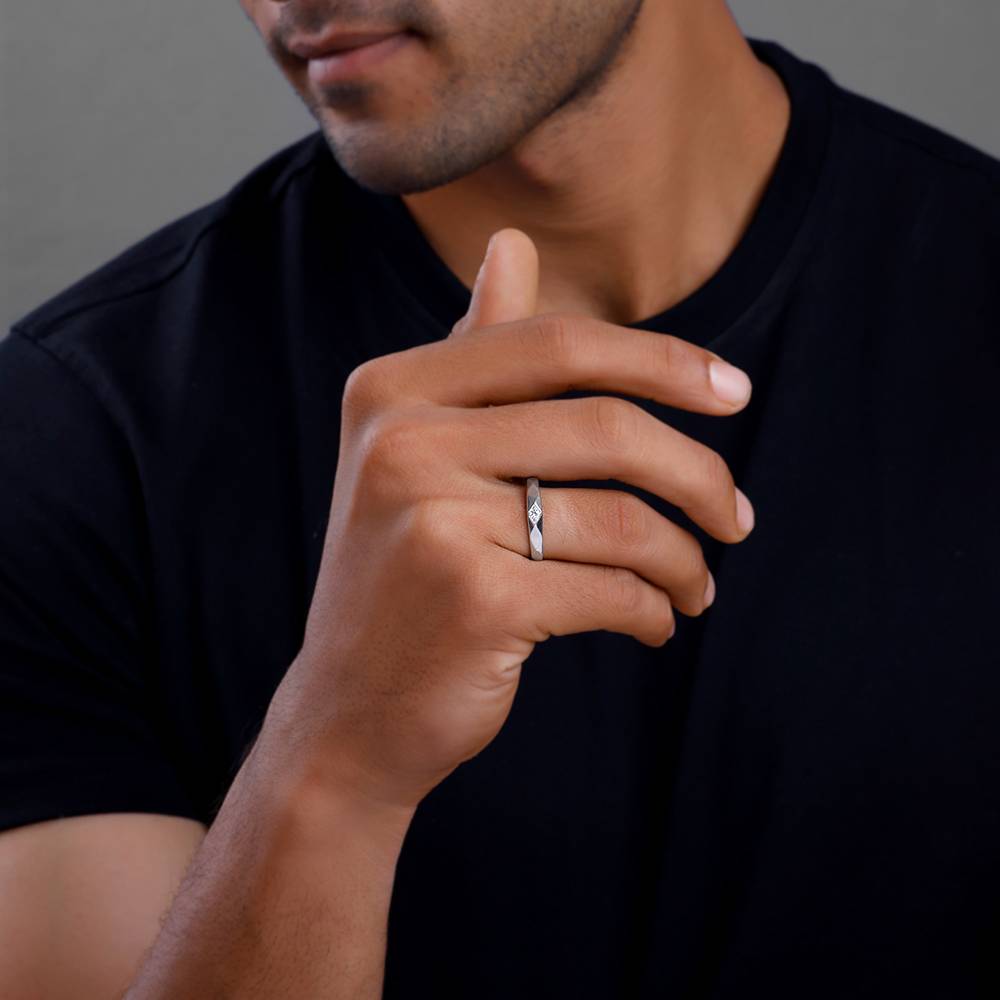 925 Silver Rough Edge Ring For Him : R02116_17