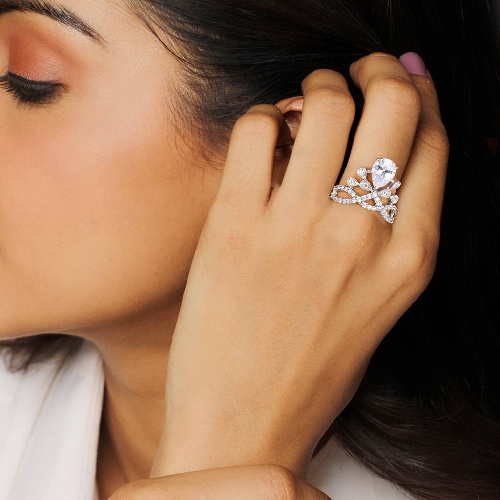 Silver Zircon Crowning Glory Ring : R0211