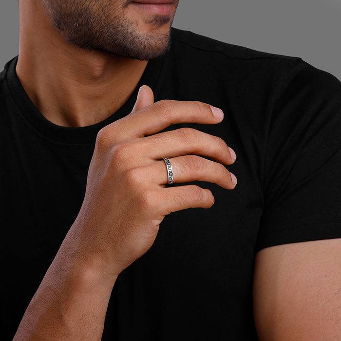 Giva 925 Oxidised Silver Mystique Ring For Him, Fixed Size| Gifts For Men & Boys | With Certificate Of Authent : R02129_20