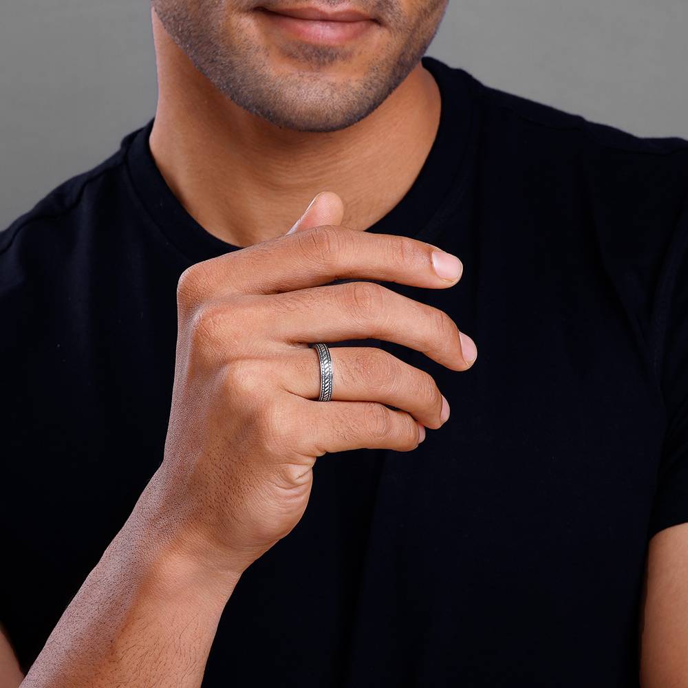 Giva 925 Oxidised Silver Road Warrior Ring For Hi,Fixed Size,Indian - 17 | Gifts For Mens And Boys| With Certifica : R02132_17