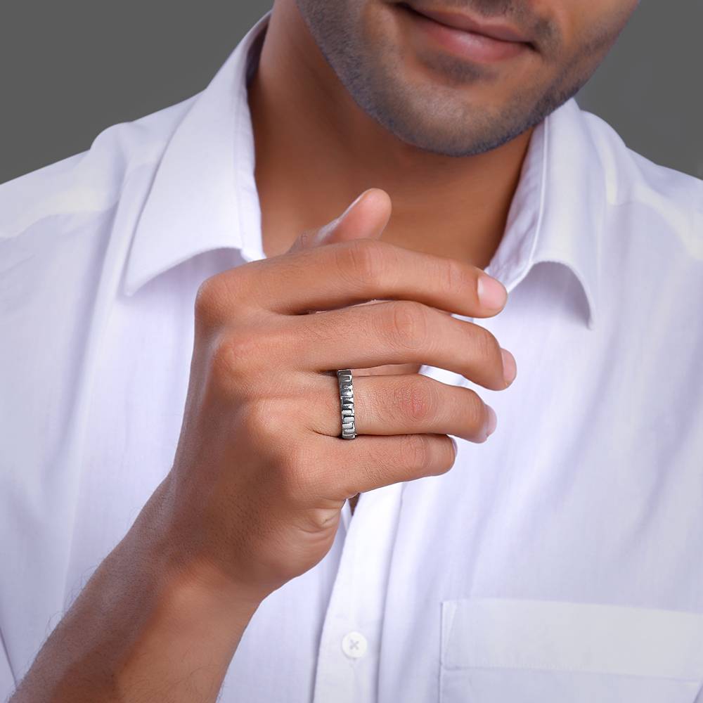 Giva 925 Silver Black Rhodium Midnight Rider Ring For Him,Fixed Size,Indian - 17 | Gifts For Mens And Boys| With C : R02133_17
