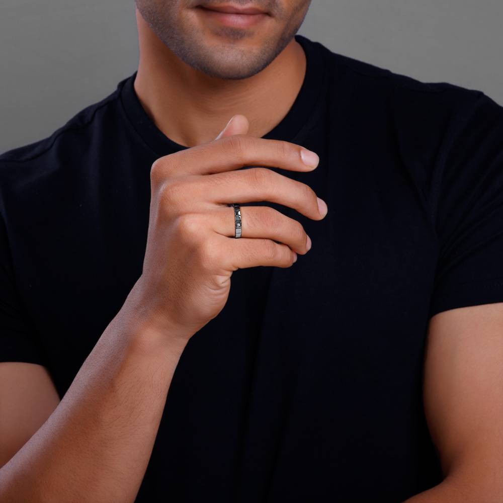 Giva 925 Silver Black Rhodium Warrior Will Ring For Him,Fixed Size,,Indian - 17 | Gifts For Mens And Boys| With Ce : R02137_17