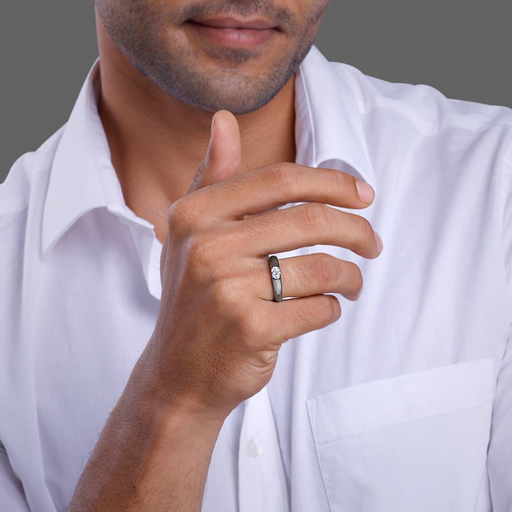 Giva 925 Silver Black Rhodium Supremo Ring For Him,Fixed Size