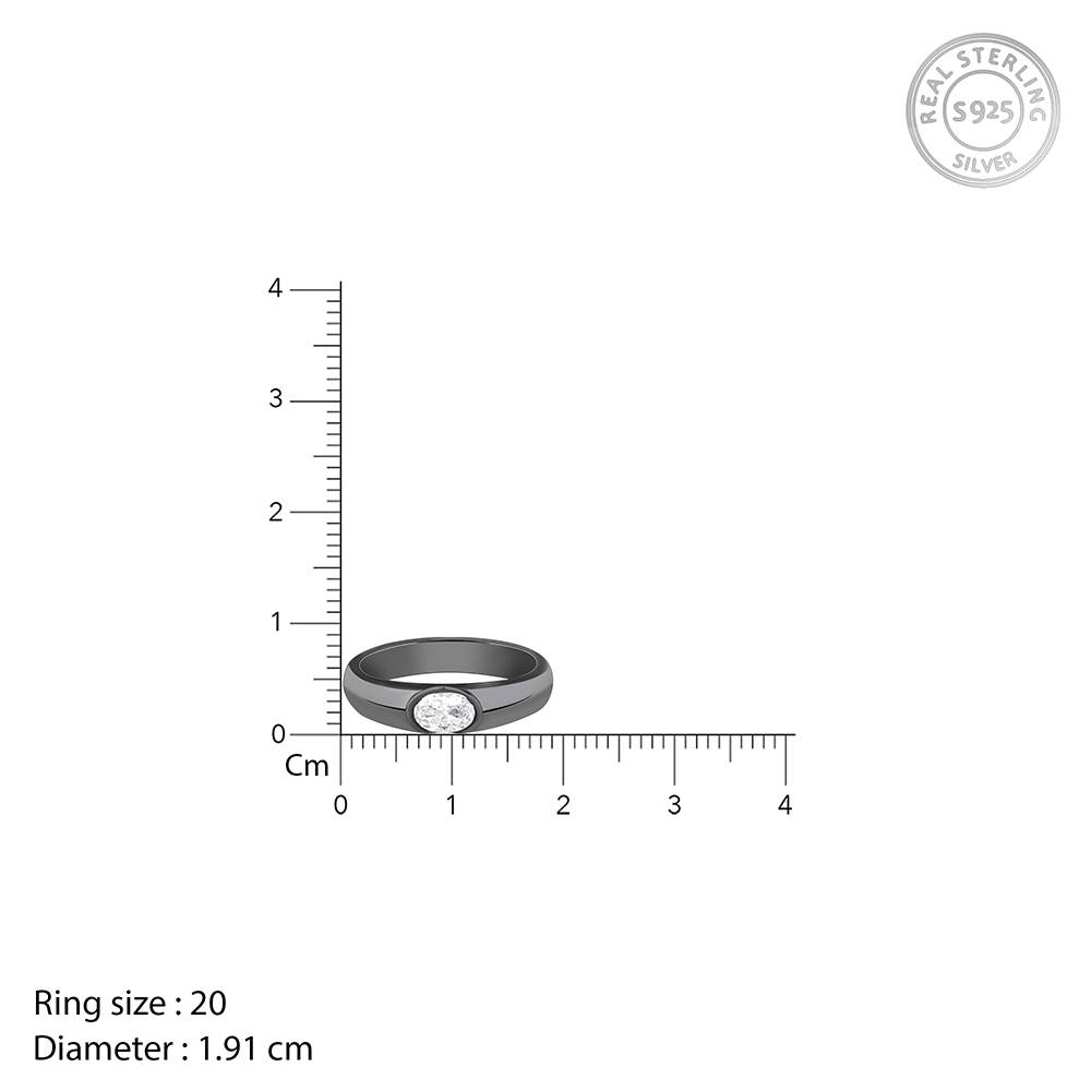 Giva 925 Silver Black Rhodium Supremo Ring For Him,Fixed Size,Indian - 20 | Gifts For Mens And Boys| With Certific : R02140_20