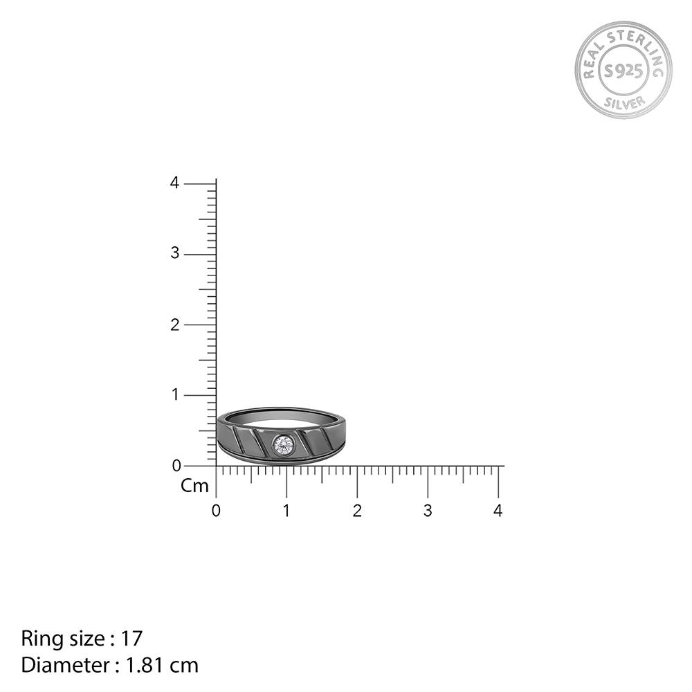 Giva 925 Silver Black Rhodium Mighty Grip Ring For Him,Fixed Size,Indian - 17 | Gifts For Mens And Boys| With Cert : R02141_17