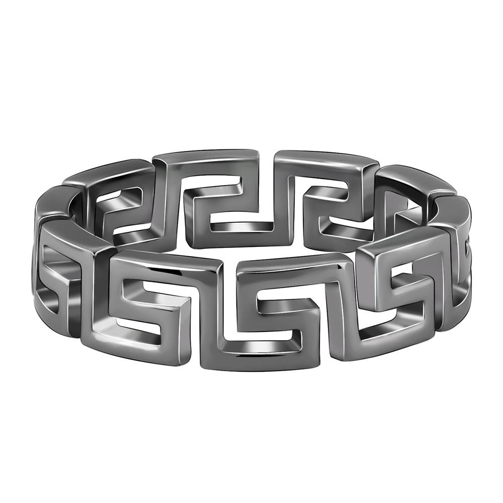 Giva 925 Silver Black Rhodium Conqueror Ring For Him,Fixed Size,Indian - 17 | Gifts For Mens And Boys| With Certif : R02142_17
