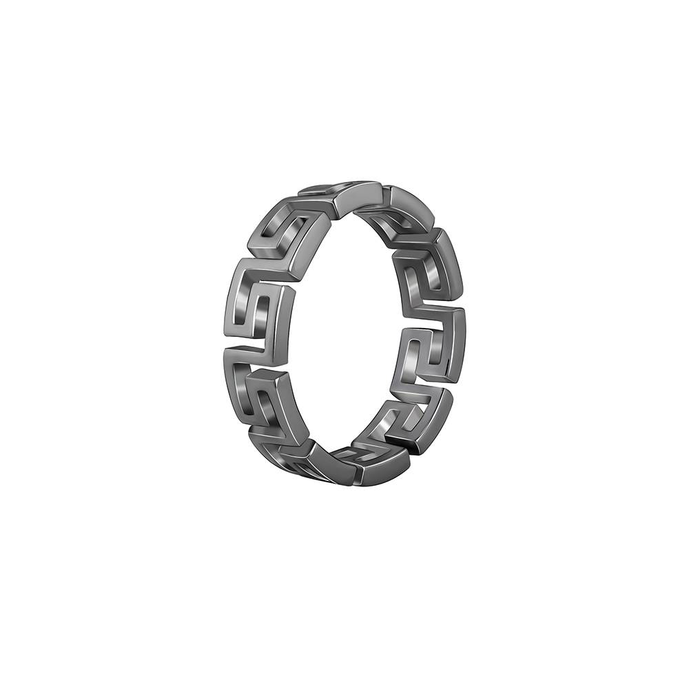 Giva 925 Silver Black Rhodium Conqueror Ring For Him,Fixed Size,Indian - 17 | Gifts For Mens And Boys| With Certif : R02142_17