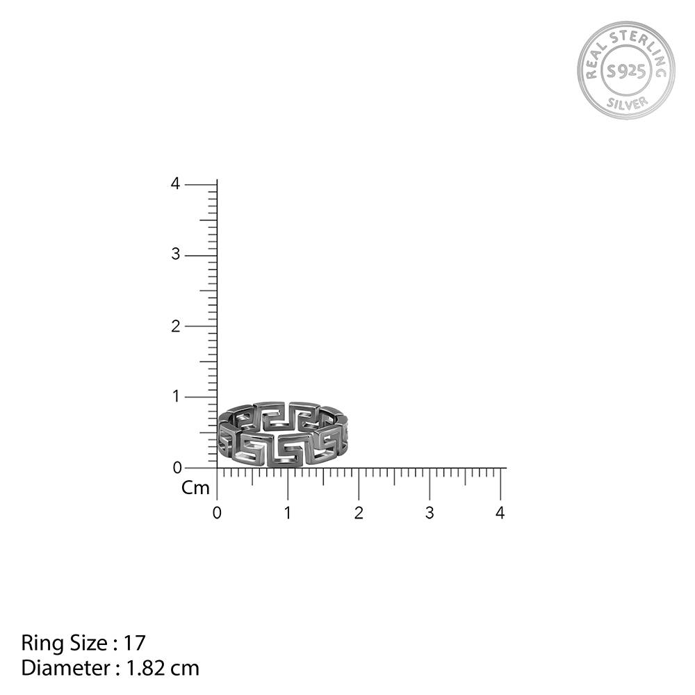 Giva 925 Silver Black Rhodium Conqueror Ring For Him,Fixed Size,Indian - 17 | Gifts For Mens And Boys| With Certif : R02142_17