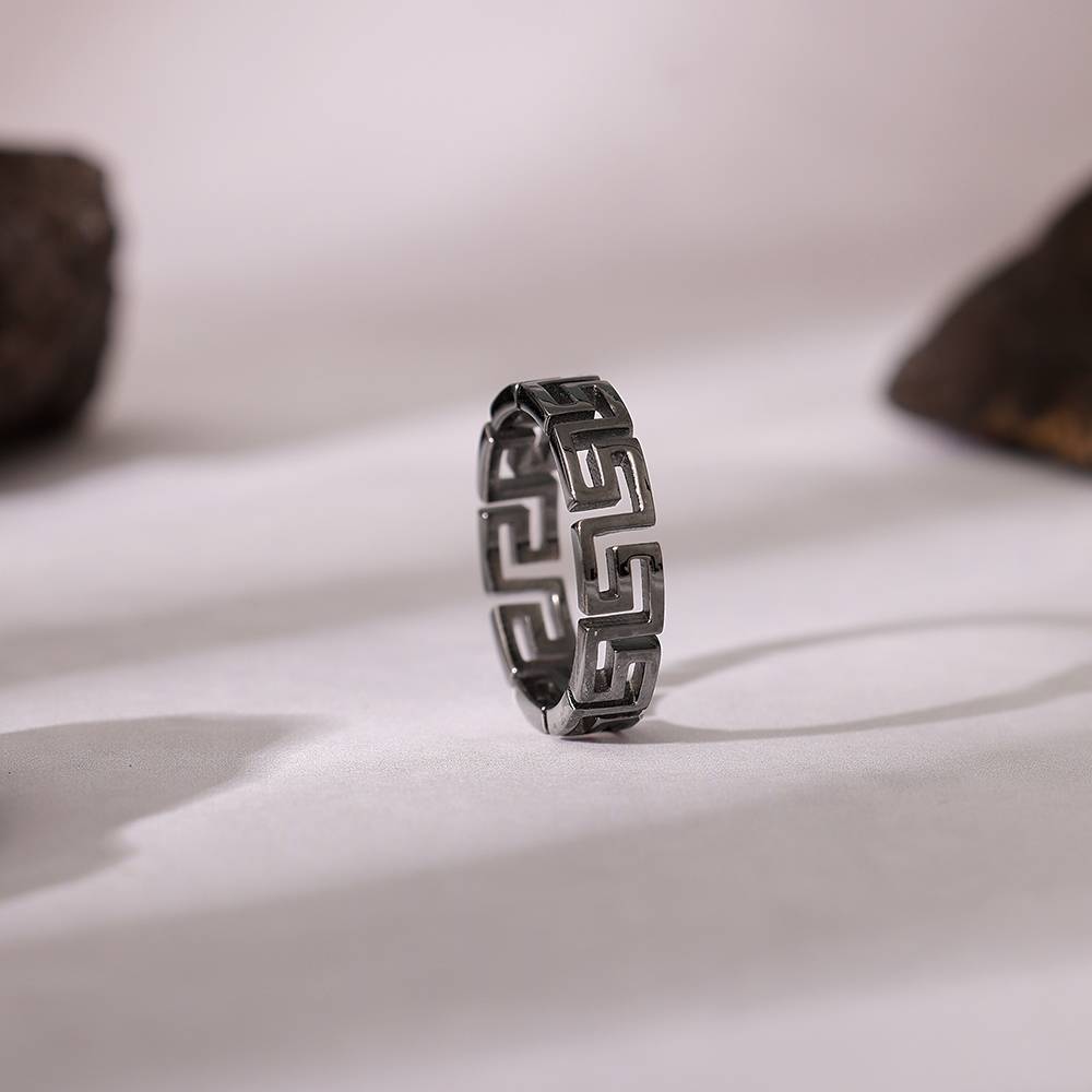 Giva 925 Silver Black Rhodium Conqueror Ring For Him,Fixed Size,Indian - 17 | Gifts For Mens And Boys| With Certif : R02142_17