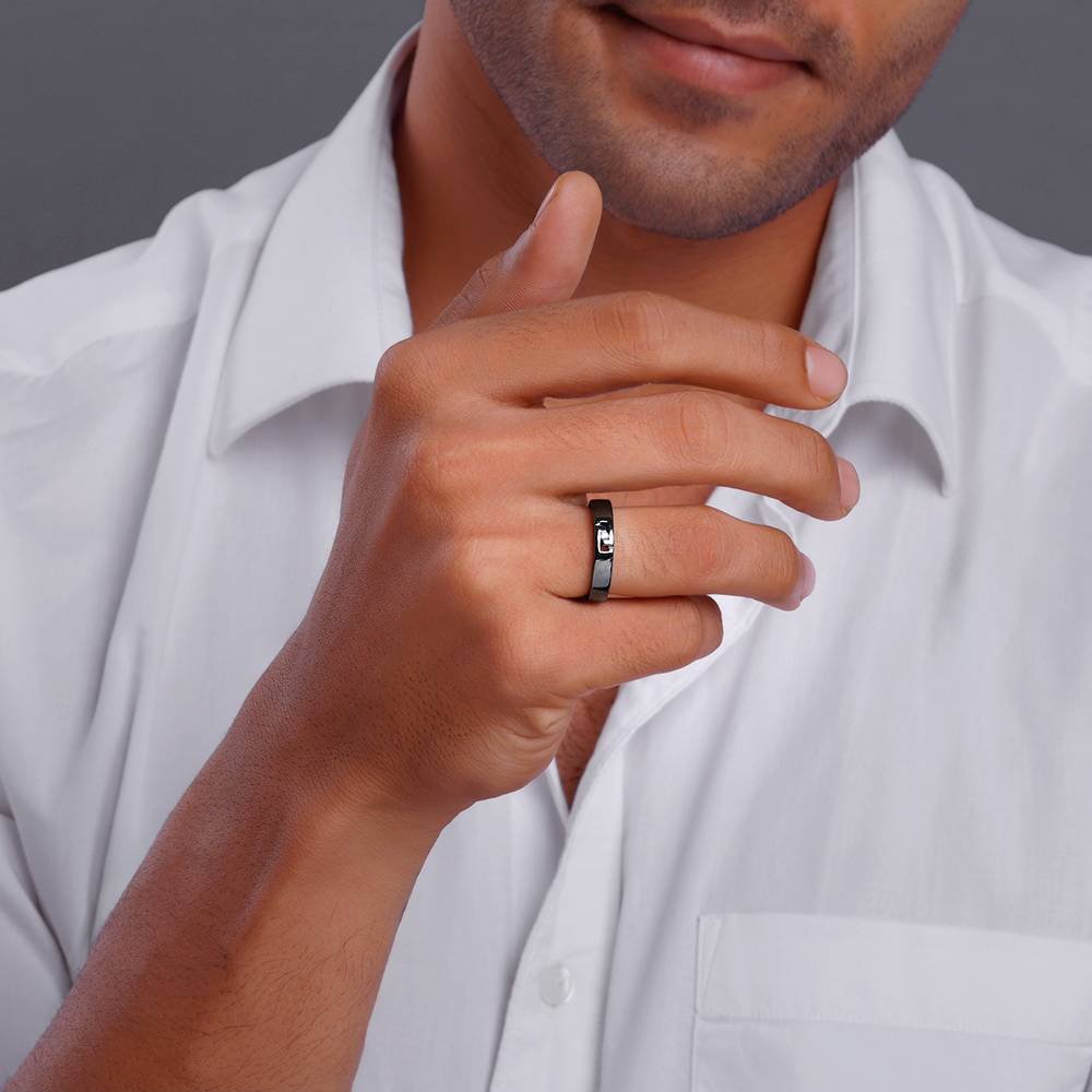 Giva 925 Silver Black Rhodium Boldness Ring For Him,Fixed Size,Indian - 17 | Gifts For Mens And Boys| With Certifi : R02144_17