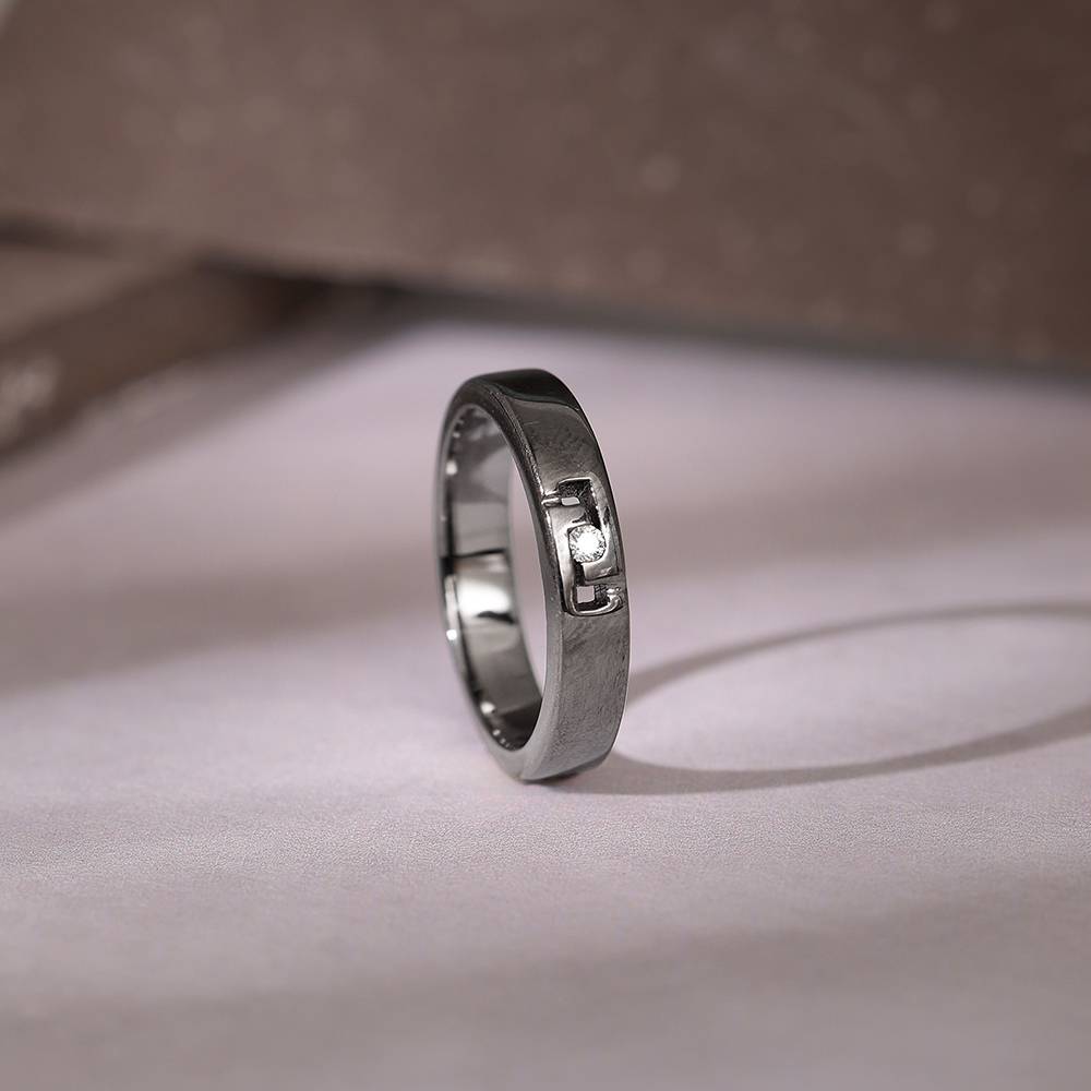 Giva 925 Silver Black Rhodium Boldness Ring For Him,Fixed Size,Indian - 17 | Gifts For Mens And Boys| With Certifi : R02144_17