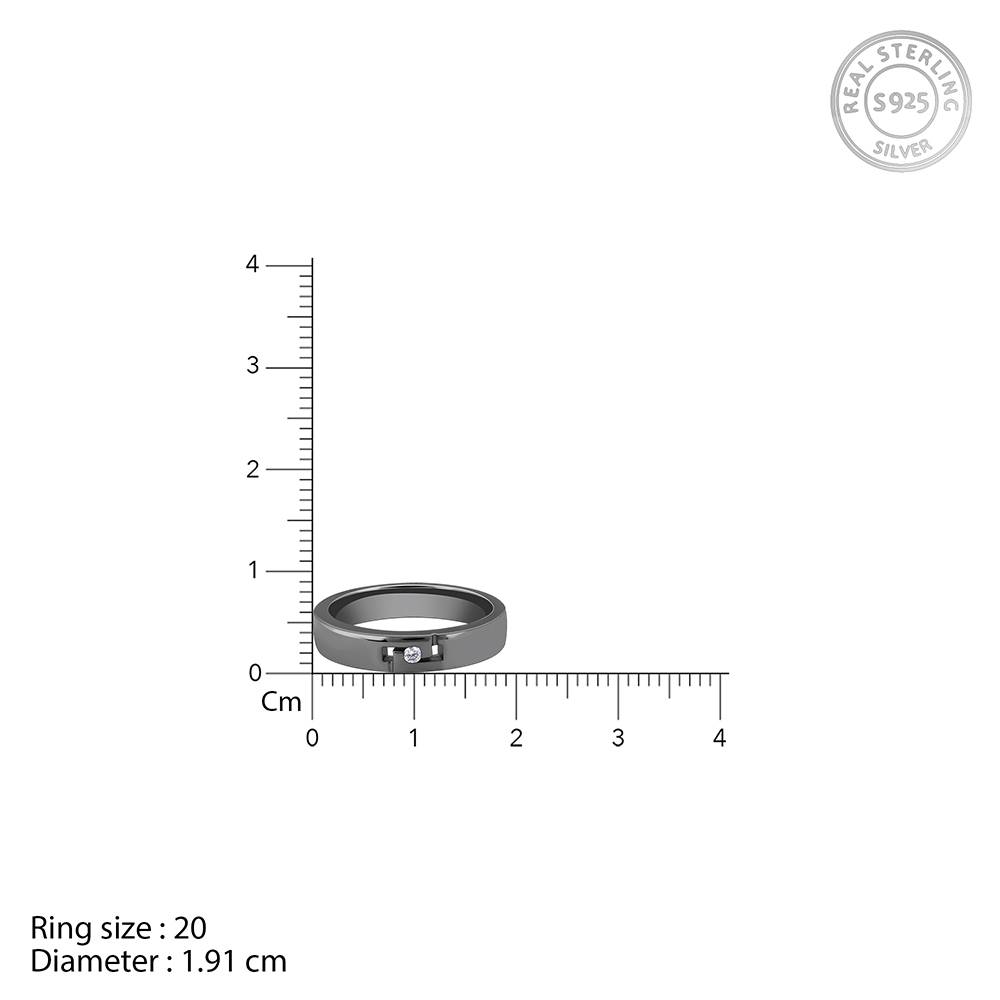 Giva 925 Silver Black Rhodium Boldness Ring For Him,Fixed Size,Indian - 20 | Gifts For Mens And Boys| With Certifi : R02144_20