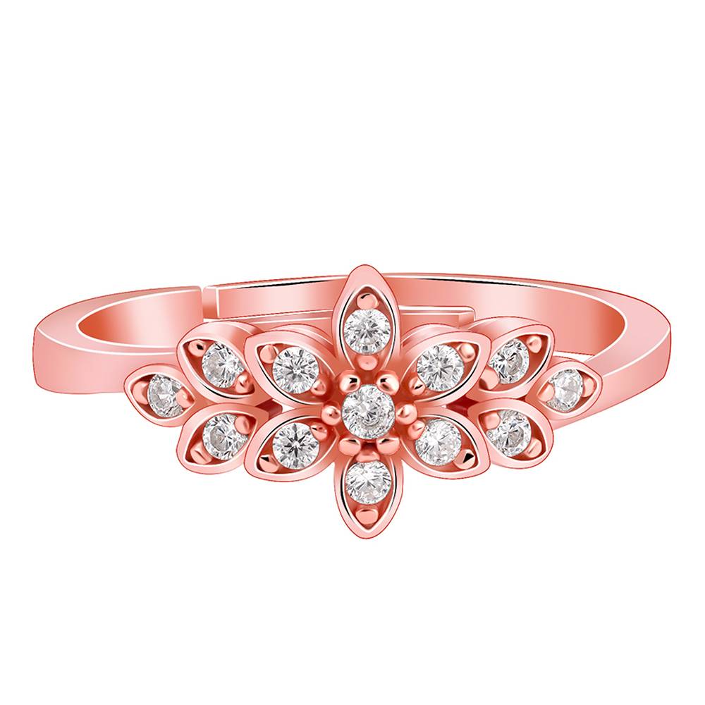 Giva 925 Silver Rose Gold Narcissus Floral Ring : R02156