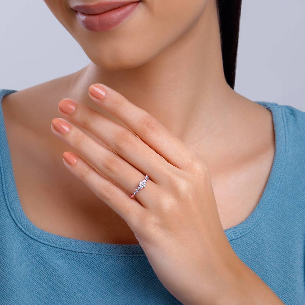 Giva 925 Silver Rose Gold Oleander Floral Ring,Fixed Size,Indian - 12 : R02167