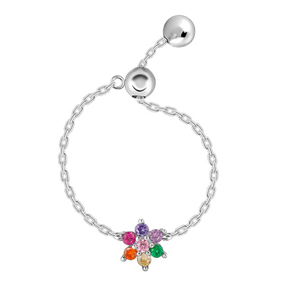 Giva 925 Silver All My Colours Chain Ring, Adjustable | Gifts For Women And Girls | With Certificate Of Authenticity  : R02169