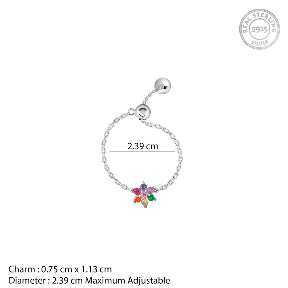 Giva 925 Silver All My Colours Chain Ring, Adjustable | Gifts For Women And Girls | With Certificate Of Authenticity  : R02169